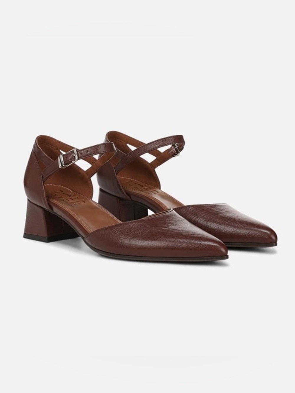 Naturalizer Maddox Strappy Leather Pointed Toe Block Heels Cappuccino 12M LNWB